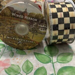 MacKenzie-Childs Black and White Checkered Wired Ribbon